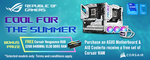 Purchase an ASUS Motherboard & AlO Cooler to receive a free set of Corsair RAM!