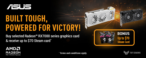 Purchase the selected RX7000 series graphics card and receive up to $70 steam card as a bonus