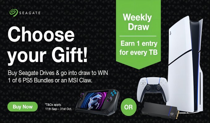 Buy Seagate Drives & go into draw to Win 1 of 6 PS5 Bundles or an MSI Claw.