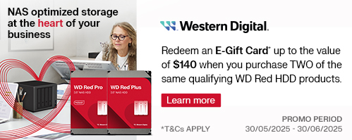Redeem an e-Gift Card up to the value of $140 when you purchase TWO of the same qualifying WD Red HDD products