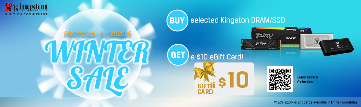 Claim Up to AUD $20 Gift Card with Selected Kingston Products