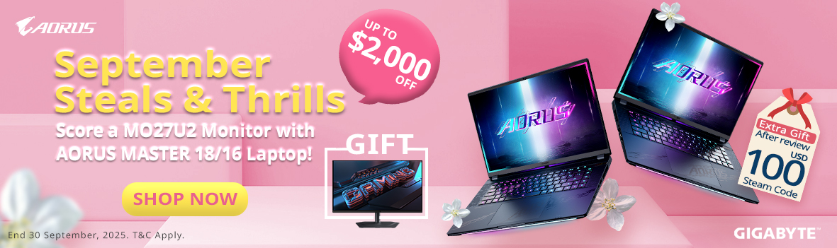 Score a MO27U2 Monitor with AORUS MASTER 18/16 Laptop!