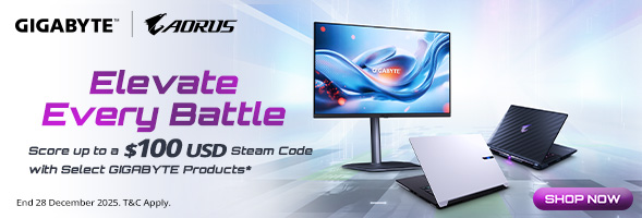 Score up to USD $100 Steam Code with select GIGABYTE Products!