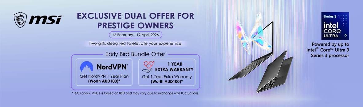 MSI Prestige Early Bird Offer: NordVPN 1-Year Plan + 1-Year Extra Warranty (Selected Pre-Orders)