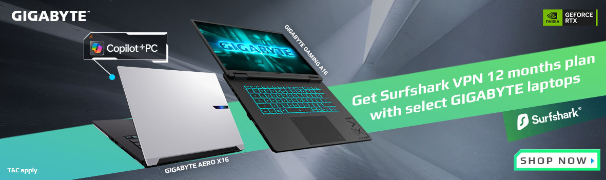 Free Surfshark One VPN (Worth $170+) with Eligible GIGABYTE Laptops