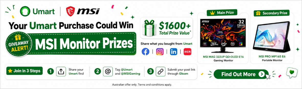 Share Your Umart Purchase on Social Media for a Chance to Win MSI Monitors!