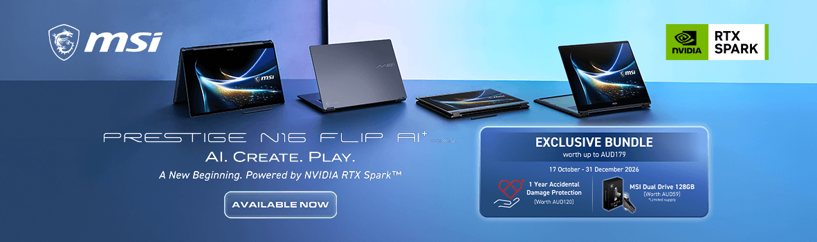 MSI Prestige N16 Flip AI+ | Bonus 1-Year Accidental Damage Protection + 128GB Dual Drive