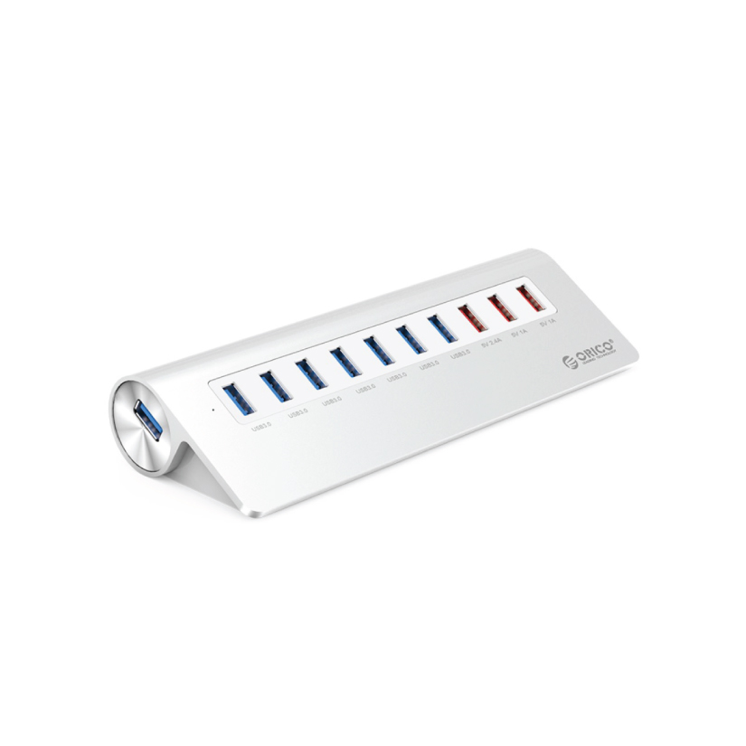 Orico 7 Port USB3 Powered Hub With 3 Charging Ports - Silver