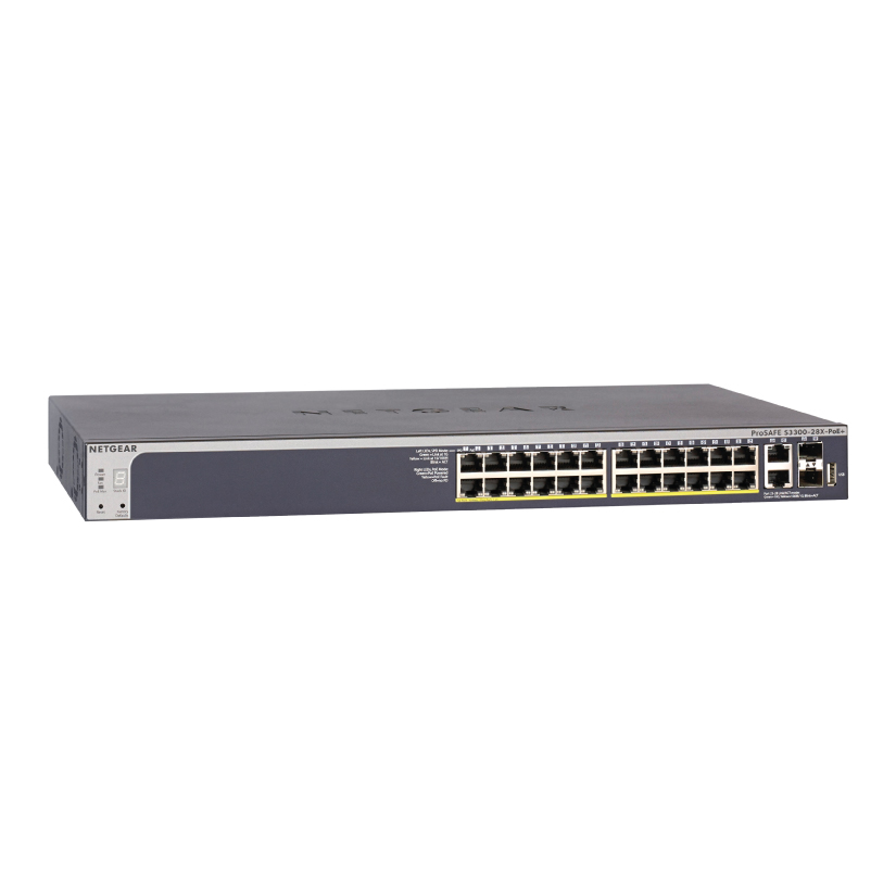 Netgear GS728TXP S3300-28X-PoE+ - ProSAFE 24-port PoE+ Gigabit Stackable Smart Switch, 4x10G ports (