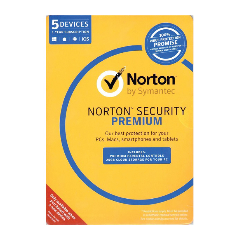 Norton Security Premium 3.0 OEM (25GB, 5-Device, 1 Year)
