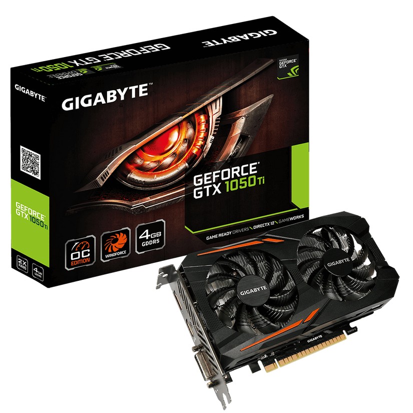 Gigabyte GeForce GTX 1050 Ti OC 4GB Video Card (GV-N105TOC-4GD)
