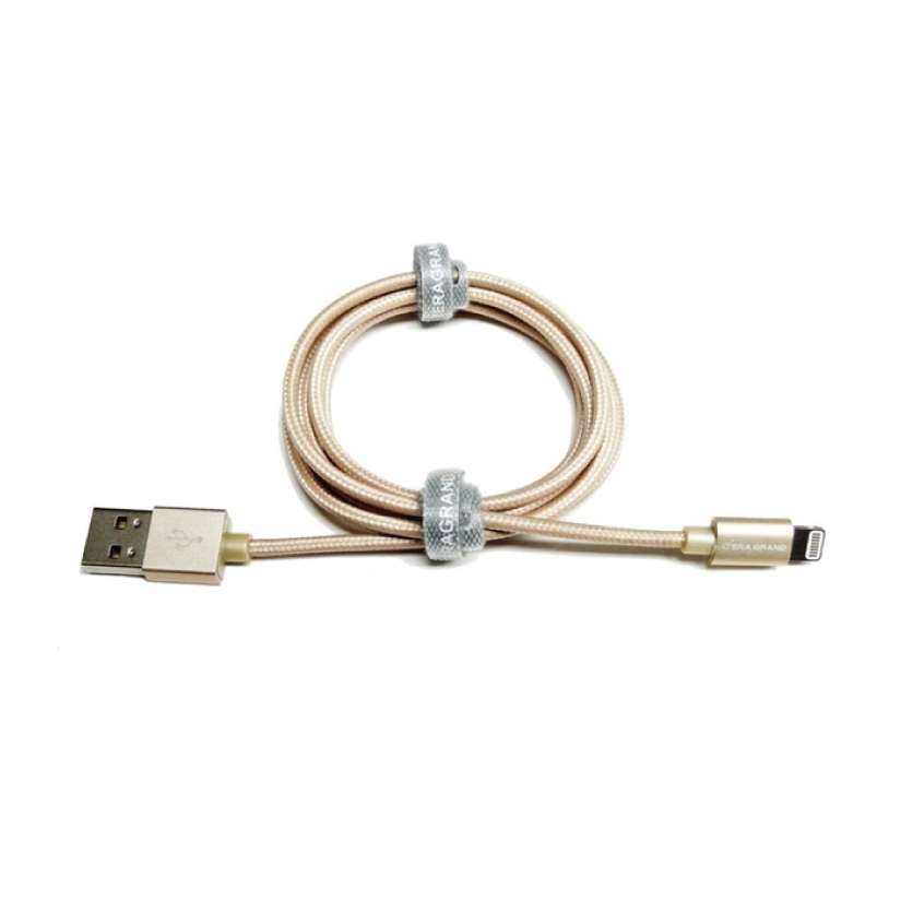 Tera Grand(Apple MFi Certified)Lightning to USB Braided Cable Aluminum Housing, 4 Feet /1.2M Gold