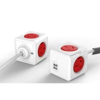 Allocacoc PowerCube Extended 4 Outlets 2 USB 1.5M - Red