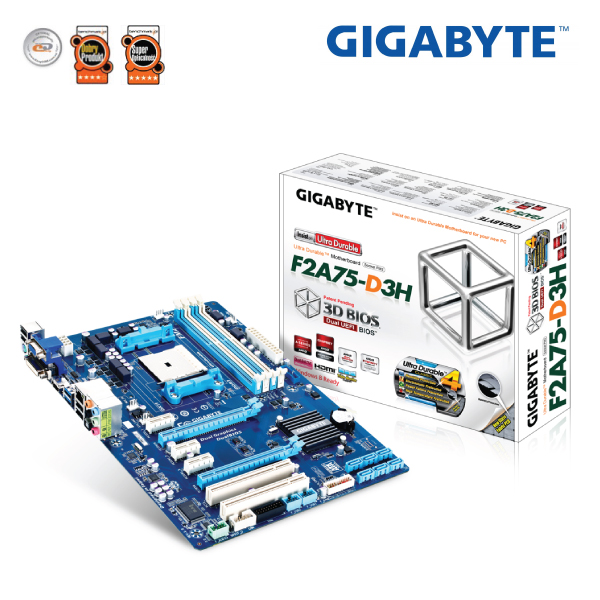 Gigabyte GA-F2A75-D3H/A75/4 x DDR3/5 x PCI-E2.0/6 x SATA3/4 x USB3.0/DVI/D-SUB/HDMI/GBLAN/RAID/