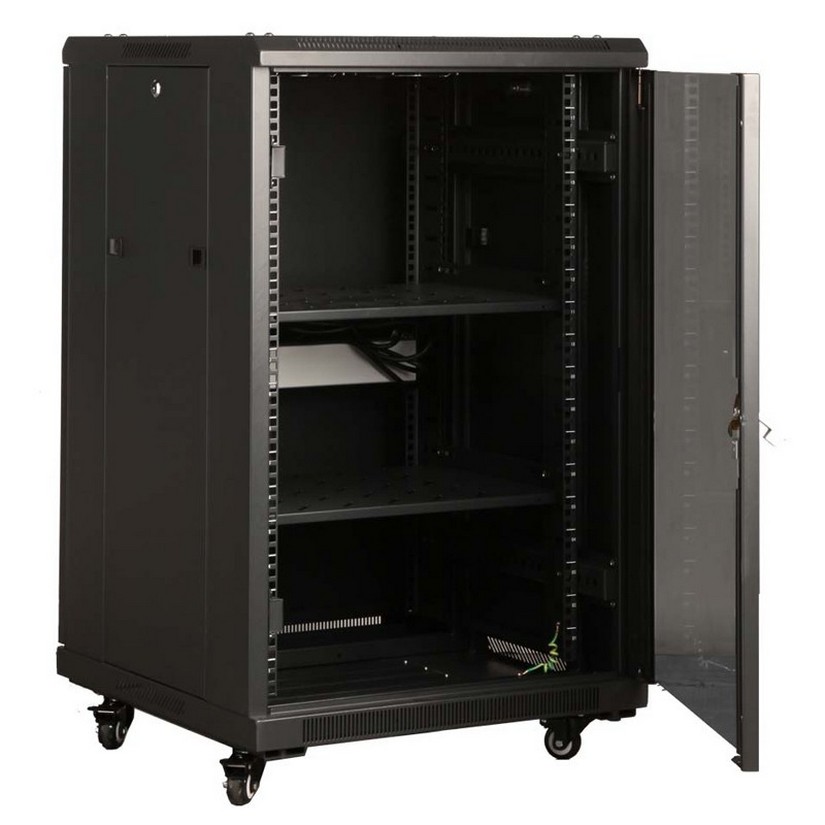LinkBasic 18RU 800mm Depth Server Rack perforated steel mesh Door with 4x240v Fans 8-Port 10A PDU