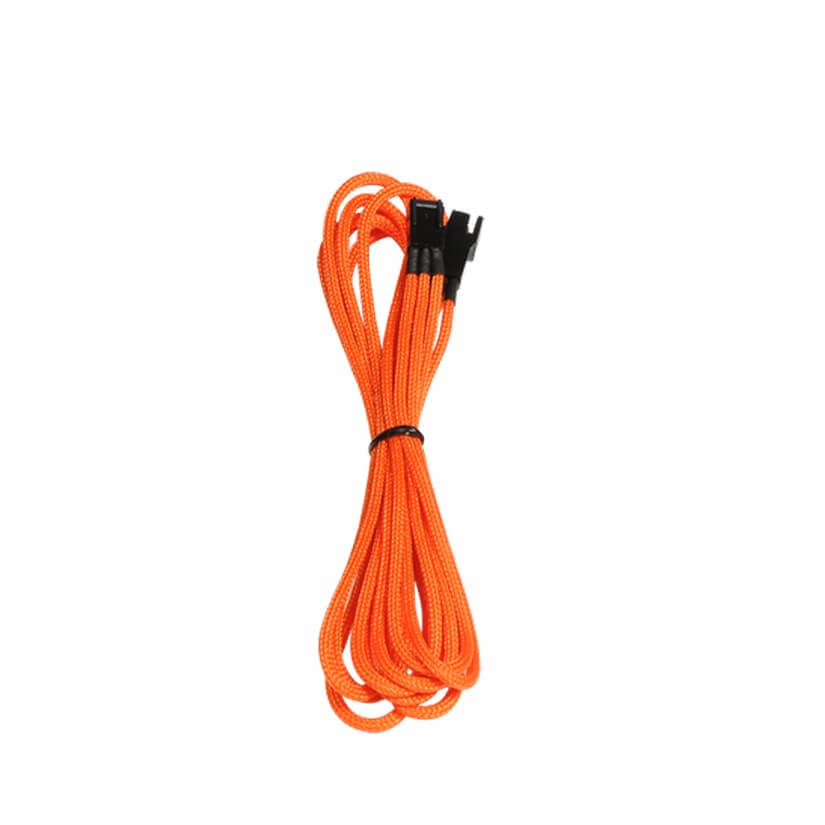 BitFenix Sleeved Fan Extension Cable,60cm,3-Pin Male to 3-Pin Female, ORANGE/BLACK