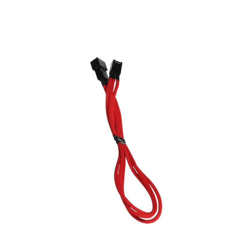 BitFenix Sleeved Fan Extension Cable,30 cm,3-Pin Male to 3-Pin Female, RED/BLACK