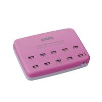 Laser 10 USB Port Charging Station, Pink