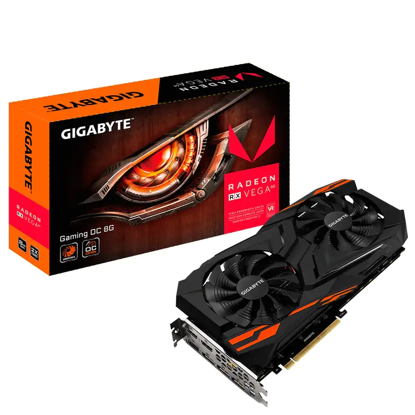 Gigabyte AMD Radeon RX VEGA 64 GAMING OC 8GB PCIe Video Cards 8K 7680x4320 6xDisplays 3xDP 3xHDMI 2G (VCG-RXVEGA64GAMING)
