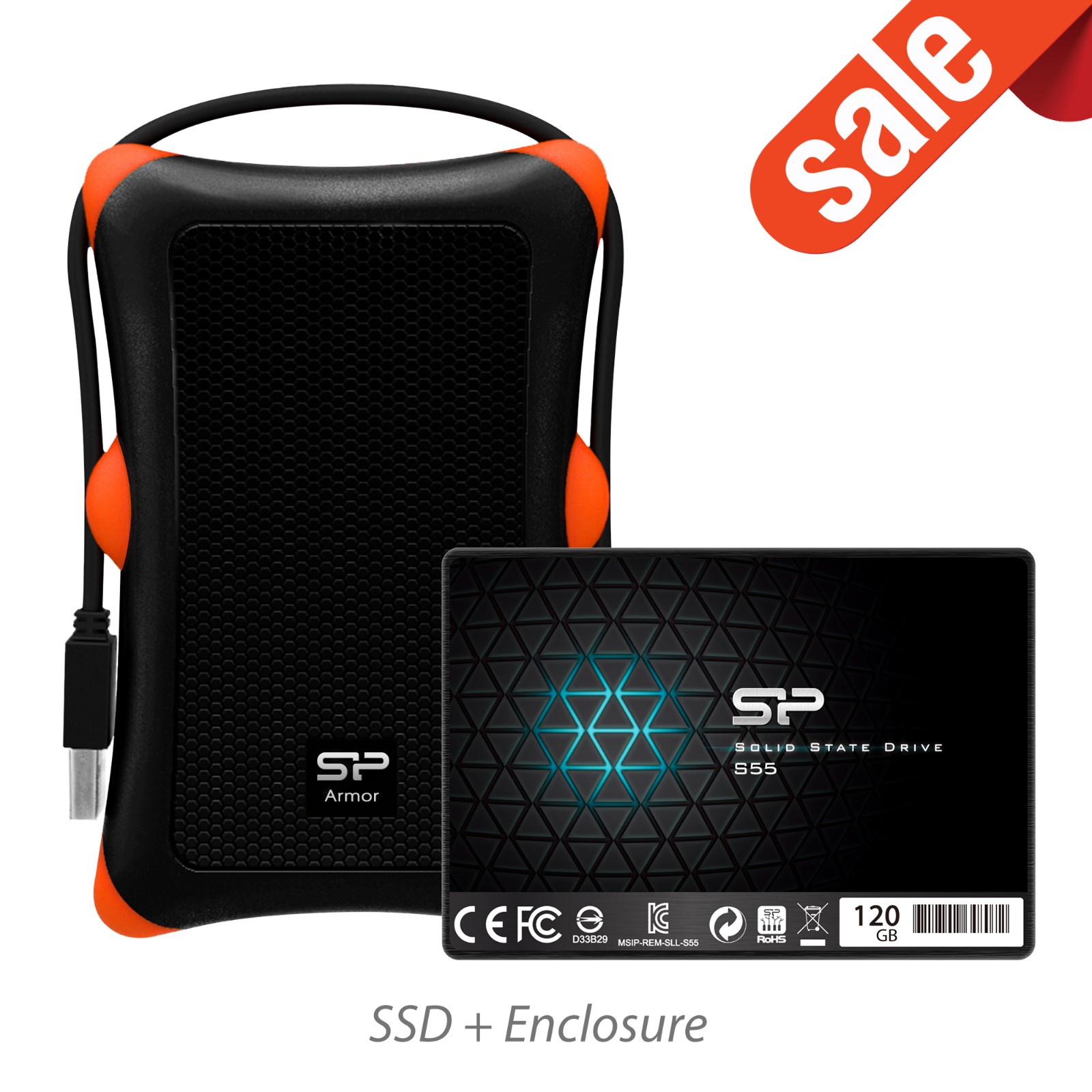 Silicon Power 120GB S55 SSD Upgrade Kit w/Shockproof enclosure