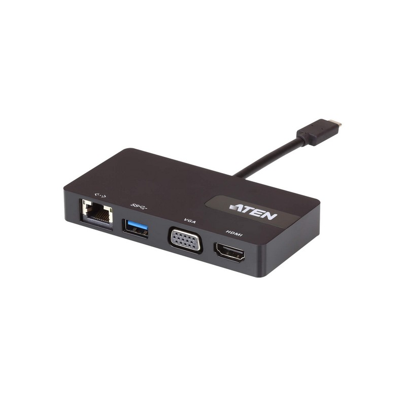 Aten UH3232 USB-C Single-View Multiport Mini Dock HDMI/VGA, Single View:3840*2160@30 1x USB3.1