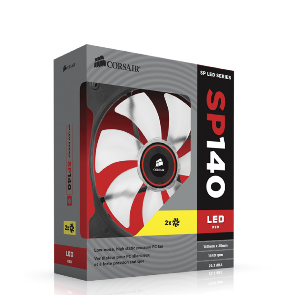 Corsair "Air Series" SP140 LED Twin Pack Red LED,Red High Static Pressure 140mm Fan