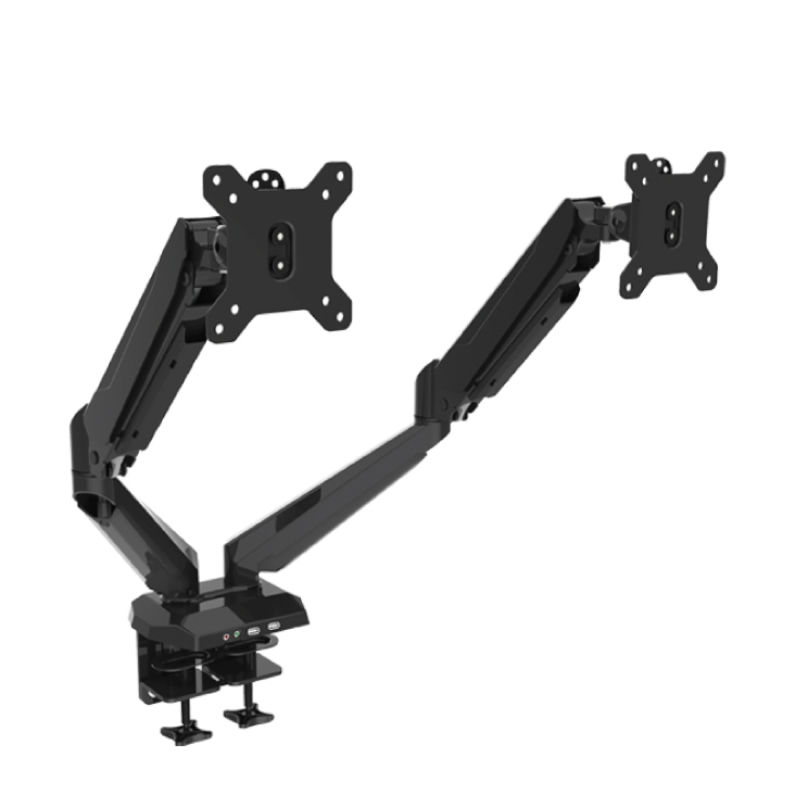 VisionMount VM-GM224U Gas Spring Desk Clamp Aluminium Dual LCD Monitor Arm with USB Port support up