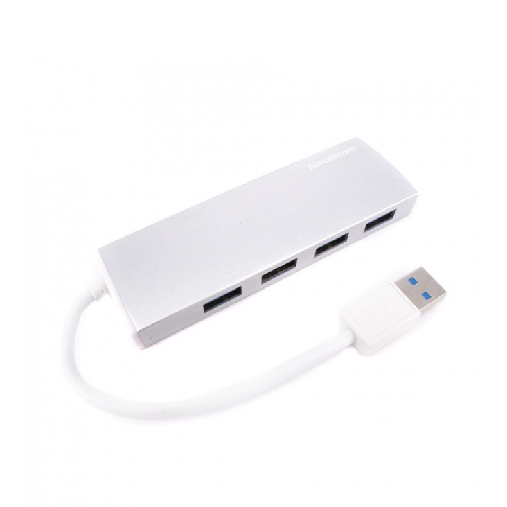 Simplecom CH309 Slim Aluminium 4 Port USB 3.0 Hub Silver