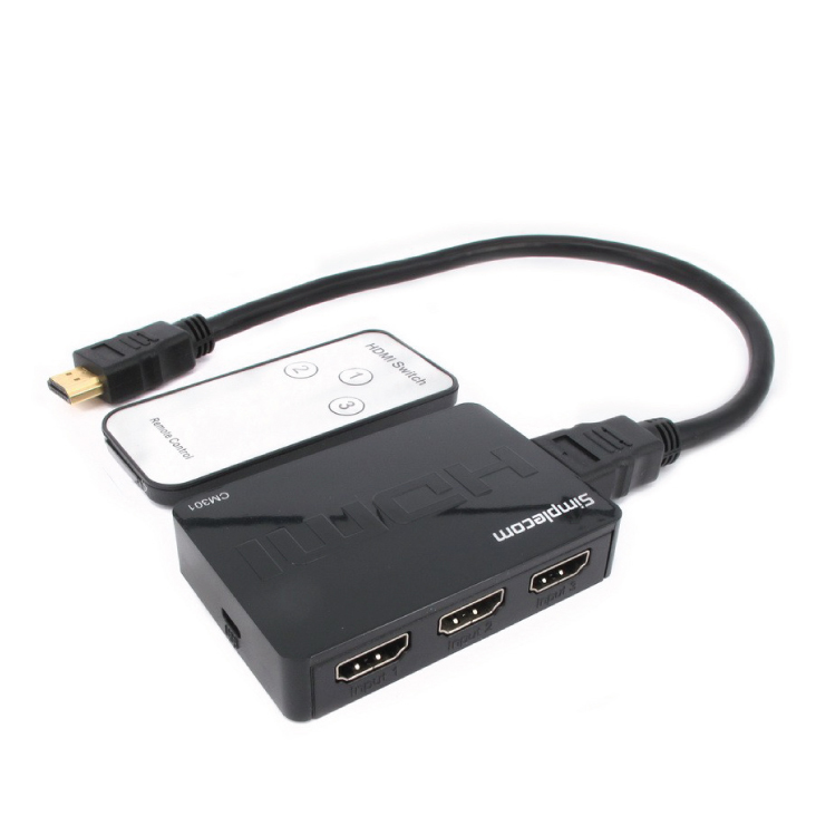 Simplecom Ultra HD 4K 1080p 3 Way HDMI Switch with IR Remote (CM301)