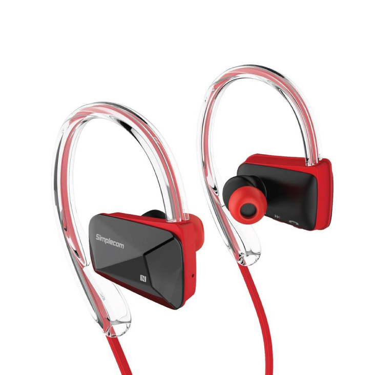 Simplecom NS200 Bluetooth Neckband Sports Headphones with NFC Red