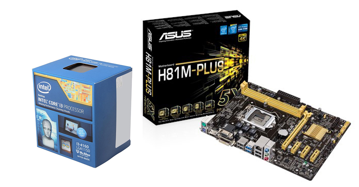 Intel i3 4160 CPU + Asus H81M-Plus Motherboard Combo