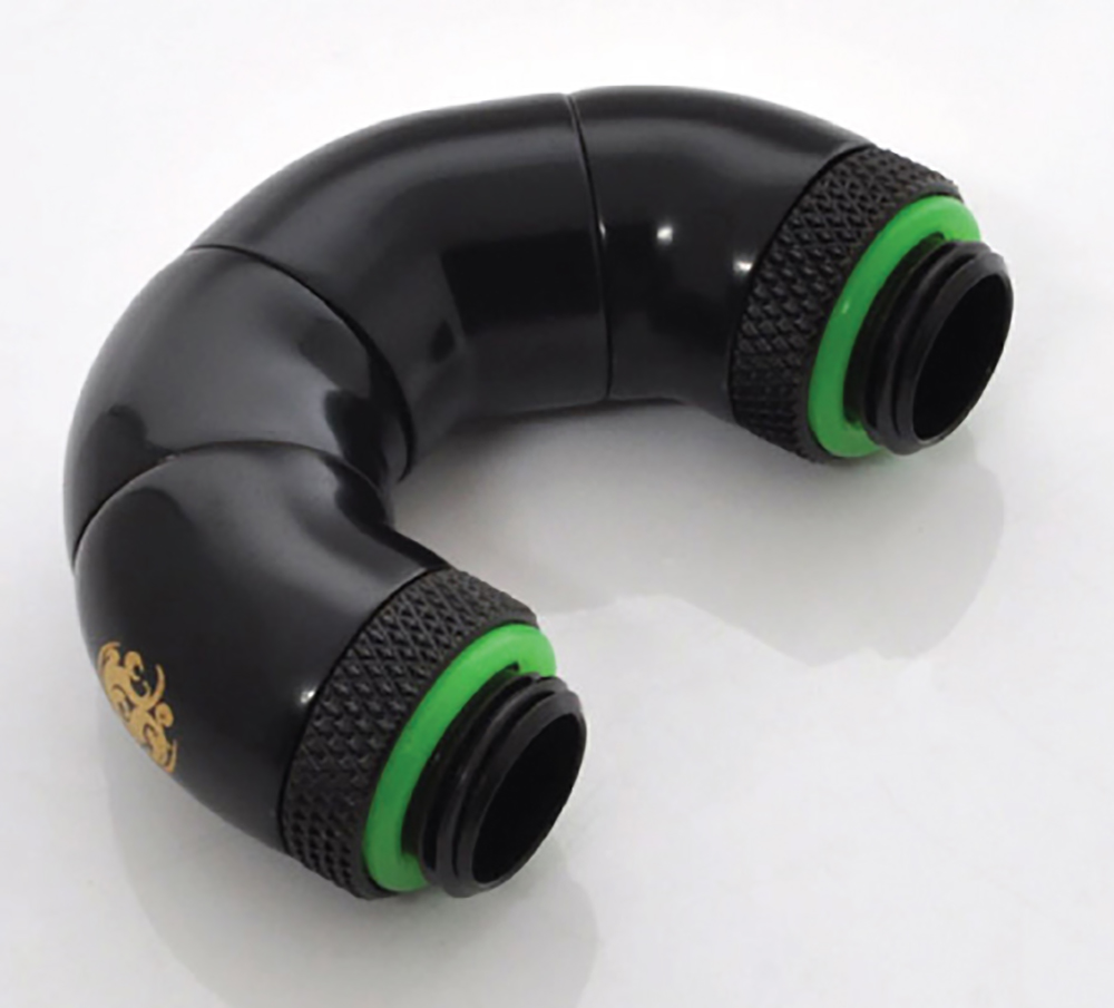 Bitspower G1/4 Matte Black Dual Rotary Snake Style Adapter	