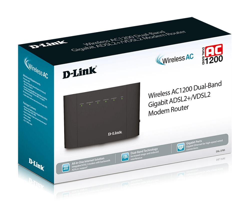 D-Link DSL-3785 AC1200 Dual-Band MU-MIMO Gigabit VDSL2/ ADSL2+ Modem Router