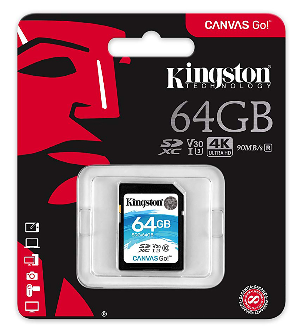 Kingston 64GB SDG/64GB Canvas Go SD 90MB/s read and 45MB/s write