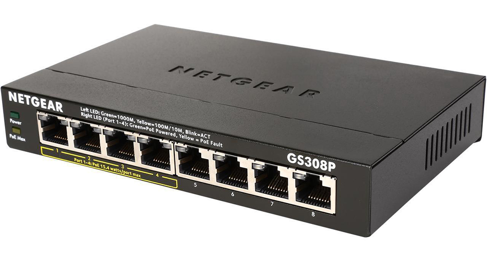 Netgear GS308P-100AUS 8-Port Gigabit SOHO Unmanaged Switch With 4-Port PoE
