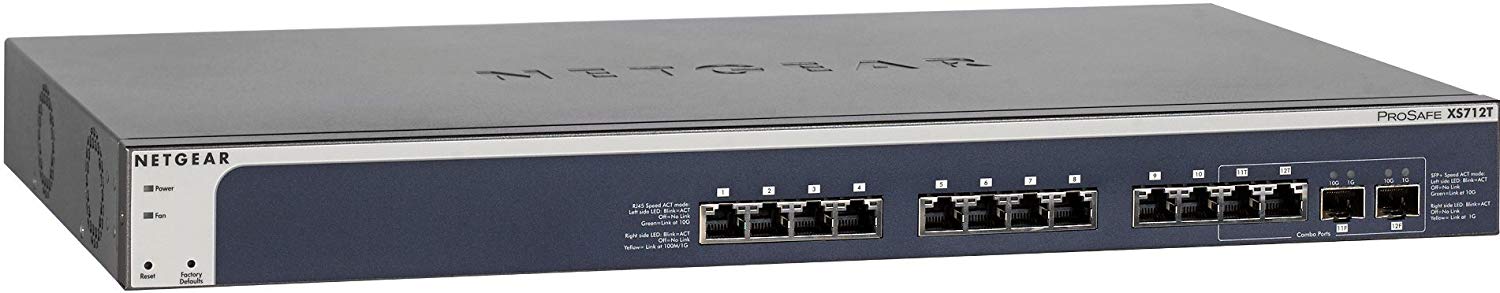 Netgear XS712T-200AJS 12-Port 10-Gigabit Ethernet Smart Managed Pro Switch with 2 SFP+ Shared Ports