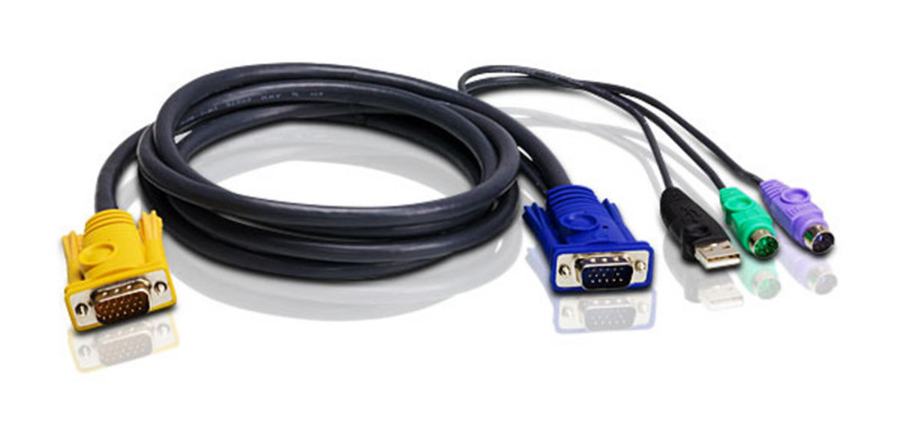 Aten 2L-5302UP ATEN 1.8m 3in1 VGA, PS/2 + USB Console KVM Cable SPHD-15M for CL5808,