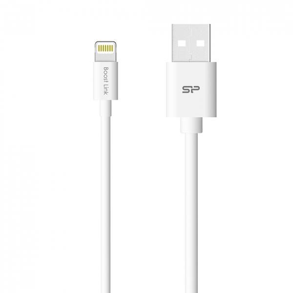 Silicon Power Apple Certified Lightning to USB-A 3.0 Data Transfer Charger Cable (White,PVC,MFI certified)