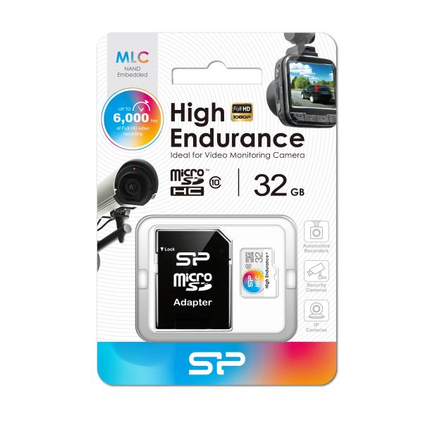 Silicon Power 32GB High Endurance microSDHC for Full HD,Shock-Proof,IPX7(with Adapter)