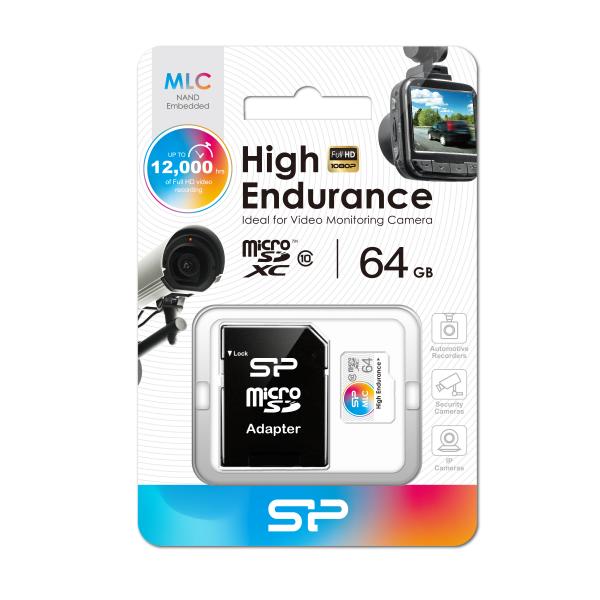 Silicon Power 64GB High Endurance microSDHC for Full HD,Shock-Proof,IPX7(with Adapter)