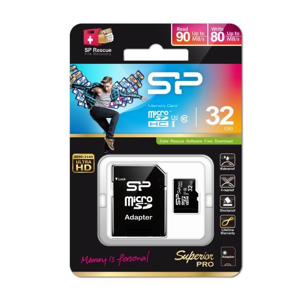 Silicon Power 32GB microSDHC UHS-3,Pro 4k(with adapter)