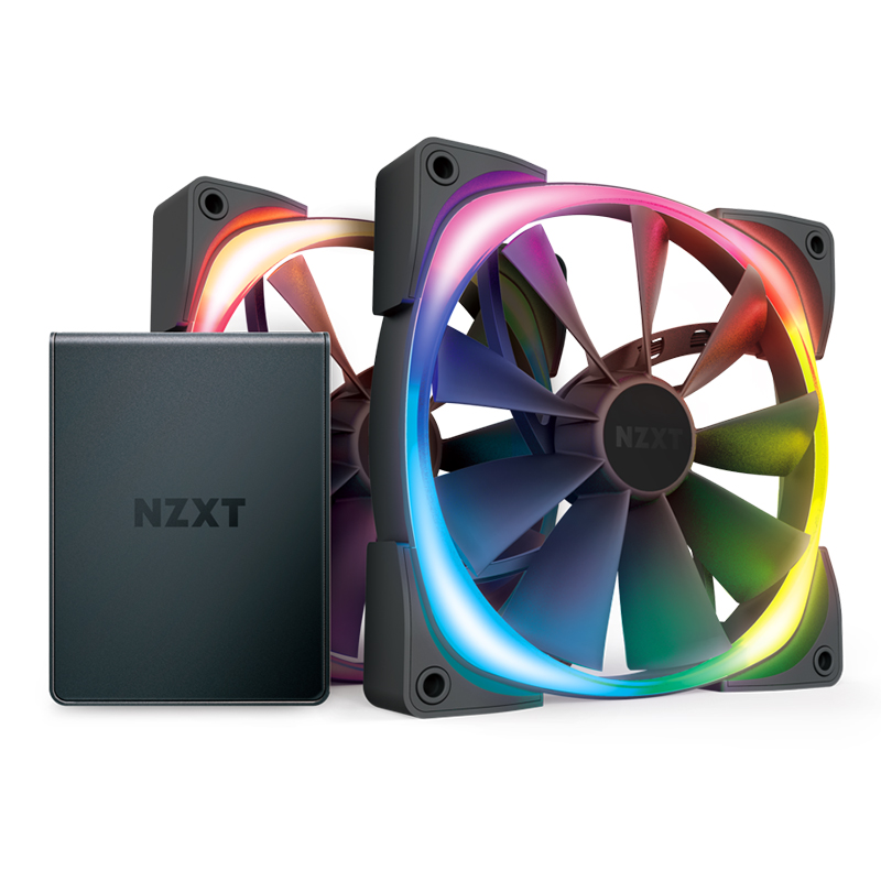 NZXT 140mm Aer RGB 2 PWM 1500RPM Fan 2 Pack With HUE 2 Lighting