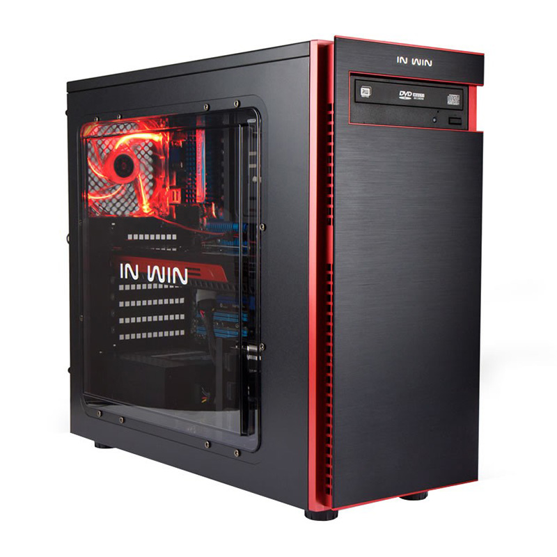Inwin 703 Black Mid Tower Gaming Case Aluminum Hairline Textured Panel