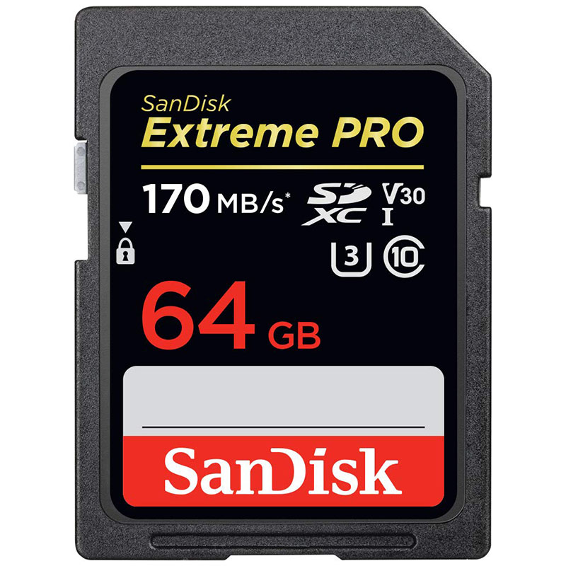 SanDisk 64GB Extreme PRO UHS-I SDXC Memory Card (V30) 170MB/s R 90MB/s W