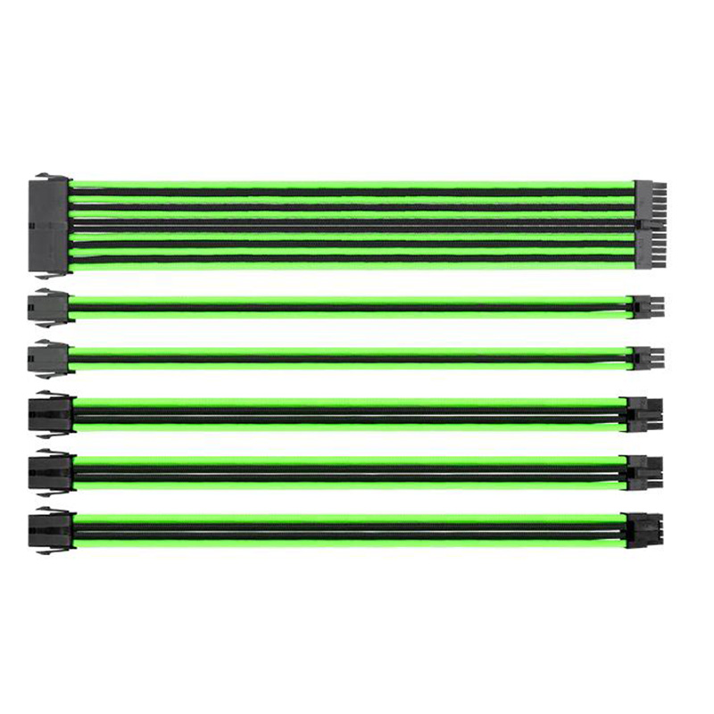 Thermaltake TTMod Sleeved Extension Cable Kit - Green and Black (AC-034-CN1NAN-A1)