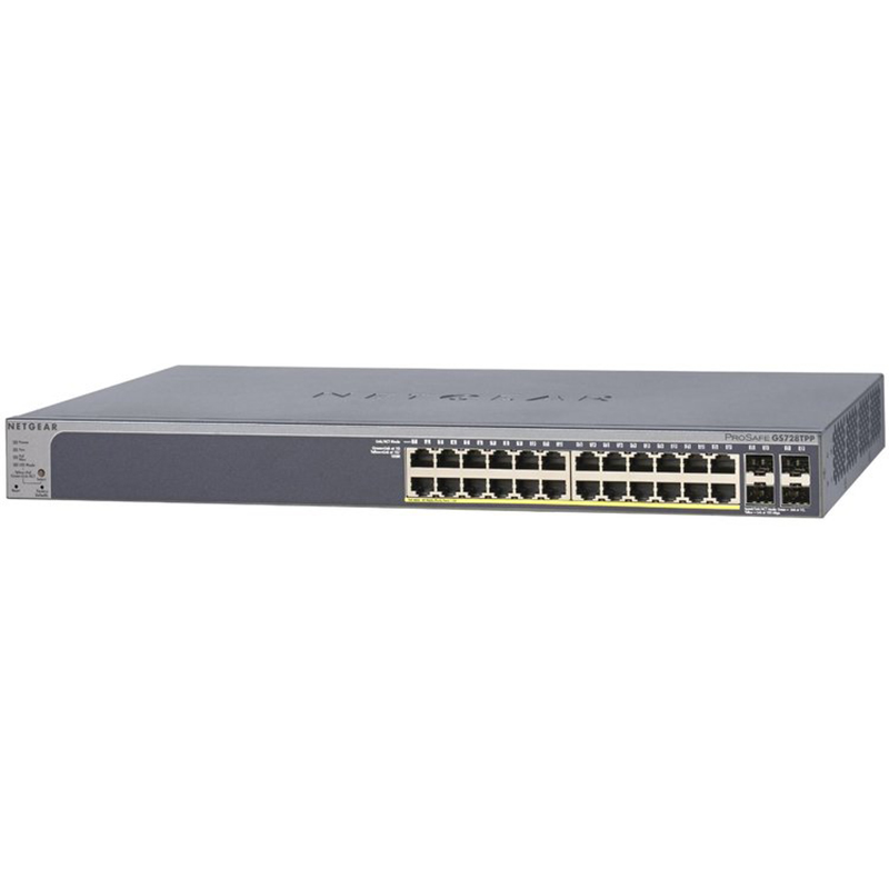 Netgear 24 Port Gigabit PoE+ Ethernet Smart Switch with 4 SFP Ports (GS728TPP-200AJS)