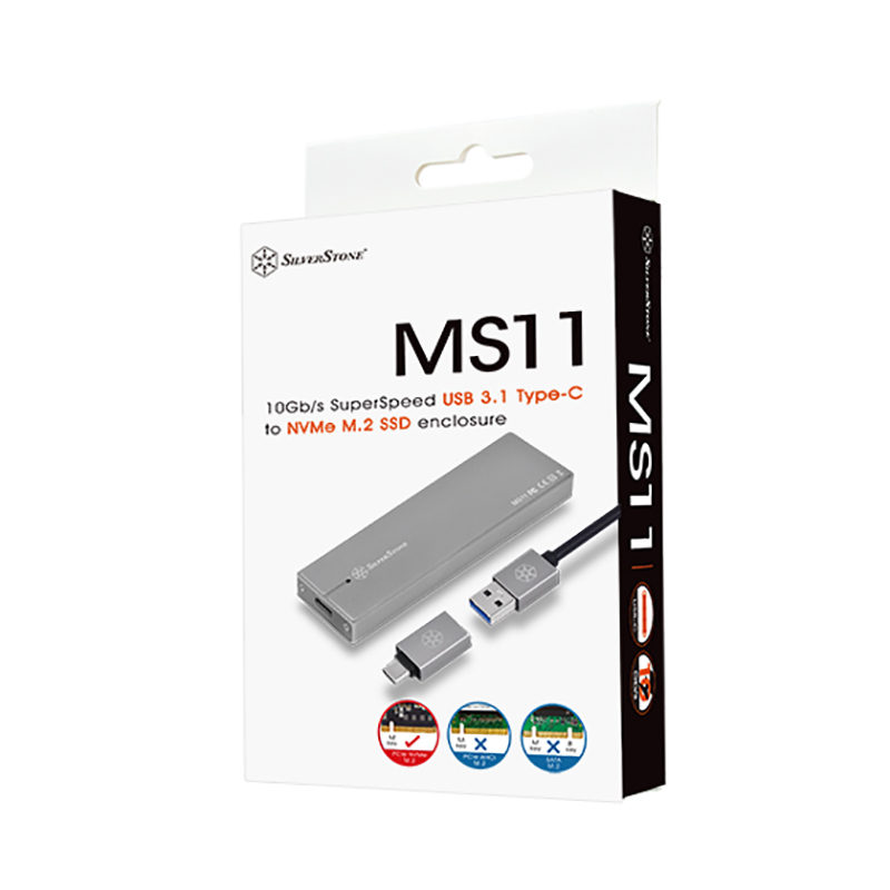 SilverStone M.2 PCIE SSD to USB 3.1 Enclosure - Charcoal (SST-MS11C)