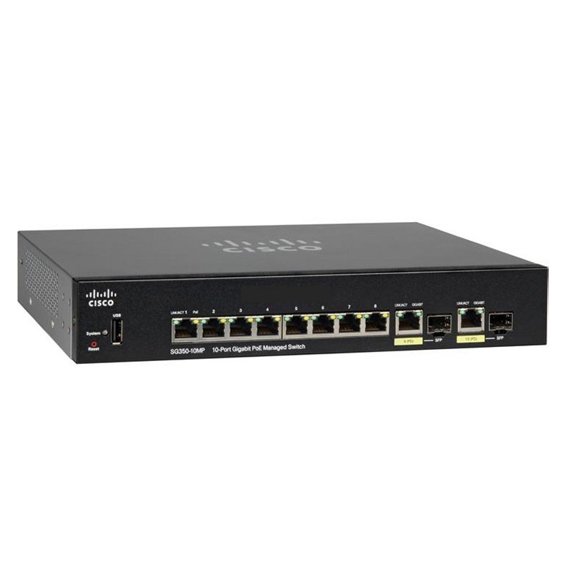 Cisco 10 Port Gigabit PoE Managed Switch (SG350-10MP)