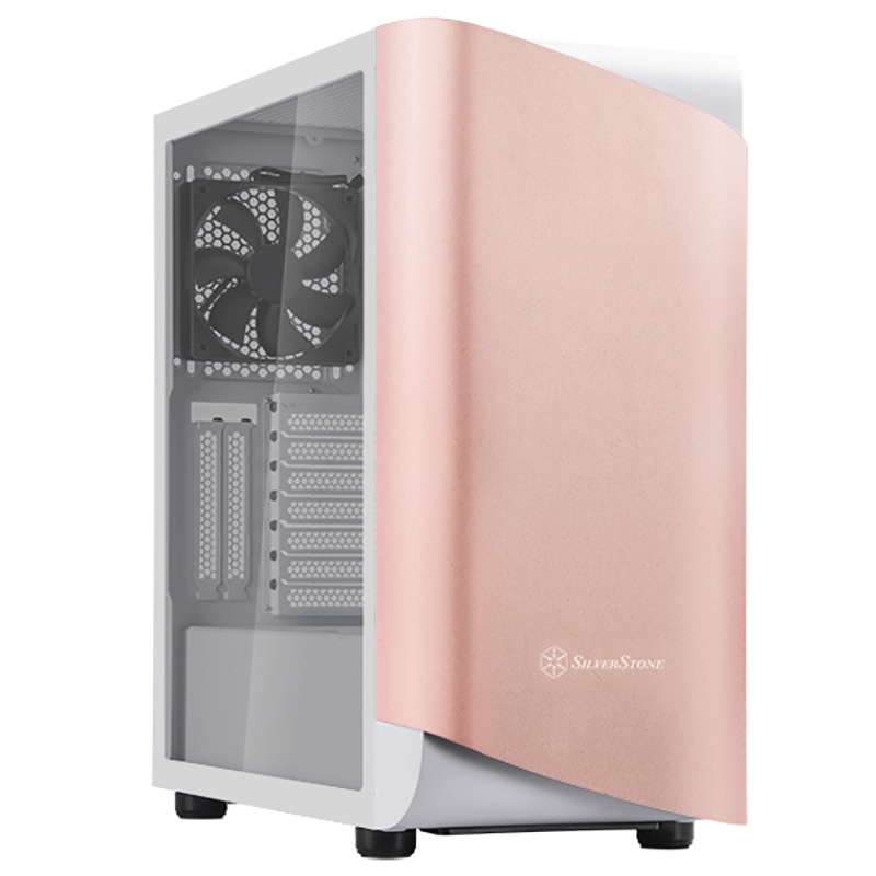 SilverStone Seta A1 Tempered Glass Mid Tower ATX Case - Rose Gold/White (SST-SEA1GW-G)