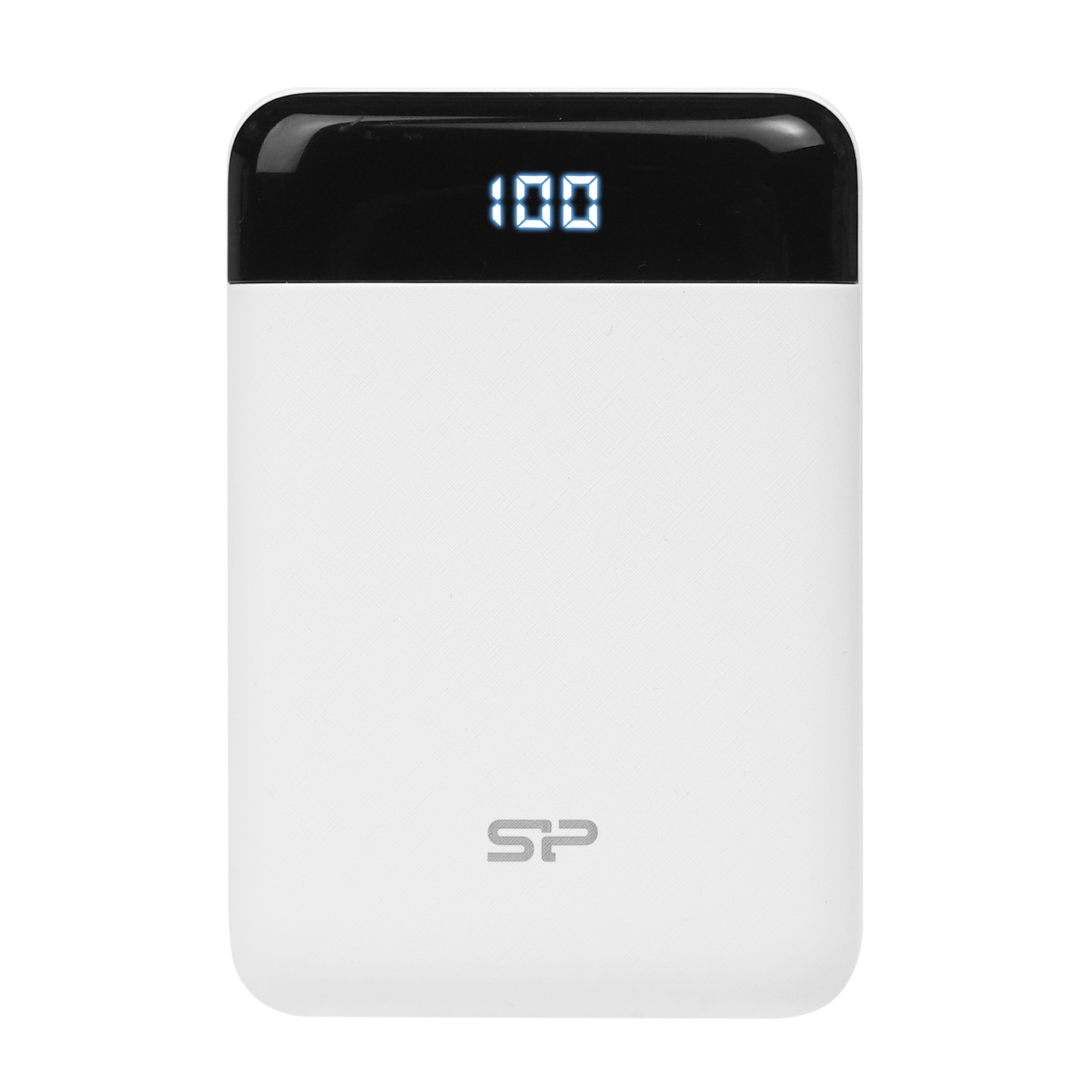 Silicon Power GP25 10,000mAh Power Bank with Dual USB Output and LED Display, White
